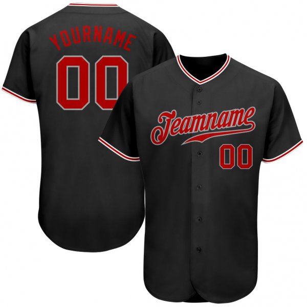 Women's Custom Black Red-Gray Authentic Baseball Jersey