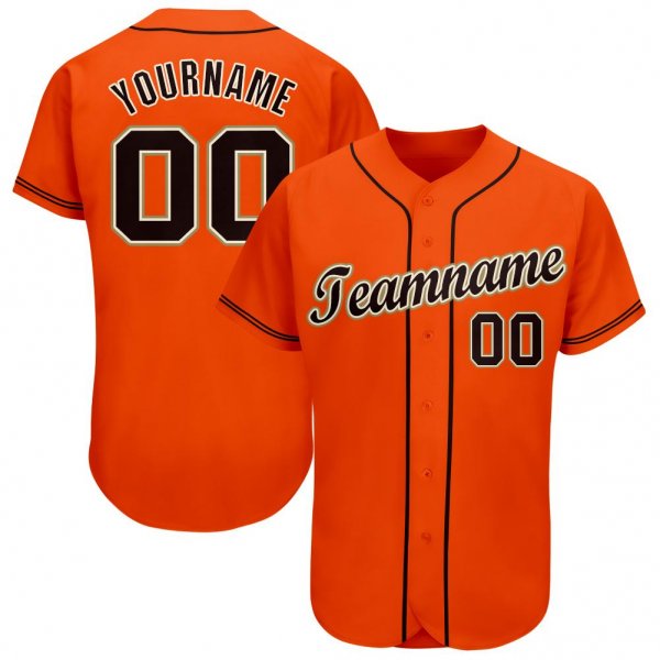 Men's Custom Orange Black-Cream Baseball Jersey