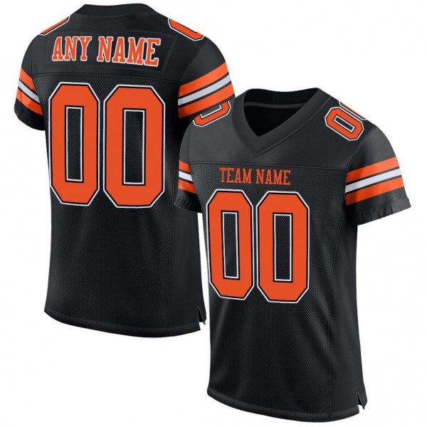 Women's Custom Black Orange-White Mesh Authentic Football Jersey