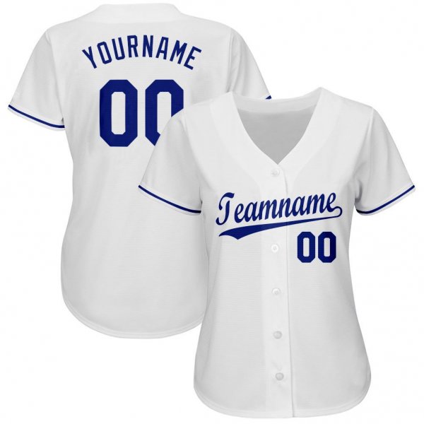 Women's Custom White Royal Baseball Jersey