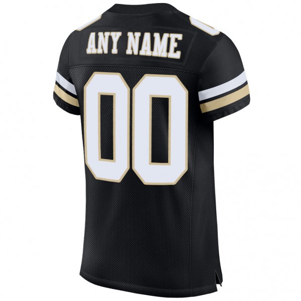 Preschool Custom Black White-Vegas Gold Mesh Authentic Football Jersey