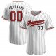 Kid's Custom White Black Pinstripe Red-Black Authentic Baseball Jersey