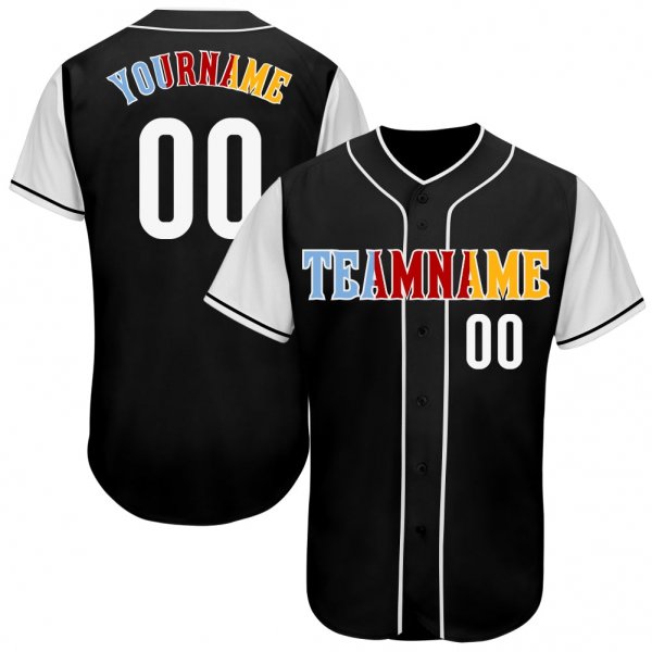 Women's Custom Black White-Gold Authentic Baseball Jersey