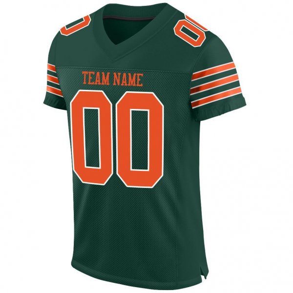 Kid's Custom Green Orange-White Mesh Authentic Football Jersey