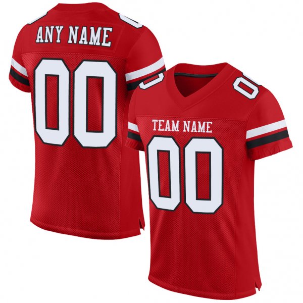 Preschool Custom Red White-Black Mesh Authentic Football Jersey