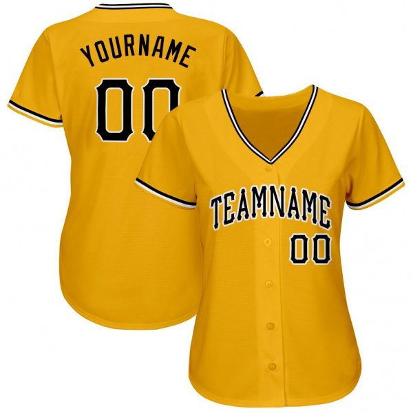 Men's Custom Gold Black-White Baseball Jersey