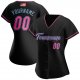 Women's Custom Black Pink-Light Blue Authentic American Flag Fashion Baseball Jersey