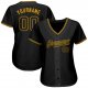 Men's Custom Black Black-Gold Authentic Baseball Jersey