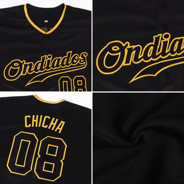 Women's Custom Black Black-Gold Authentic Baseball Jersey