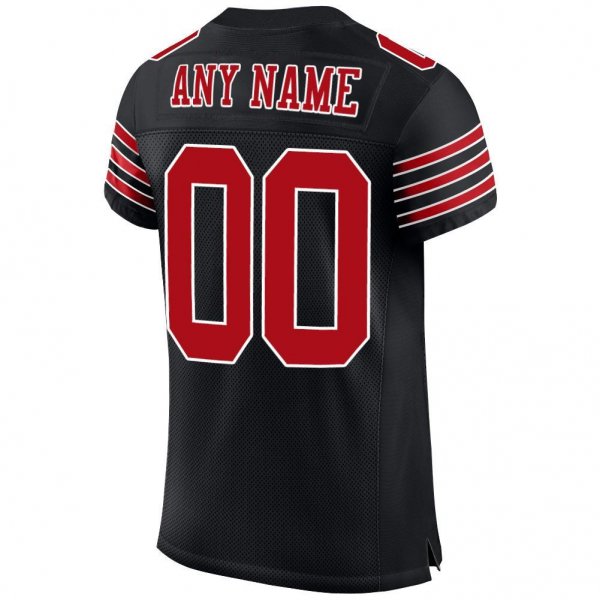 Women's Custom Black Red-White Mesh Authentic Football Jersey