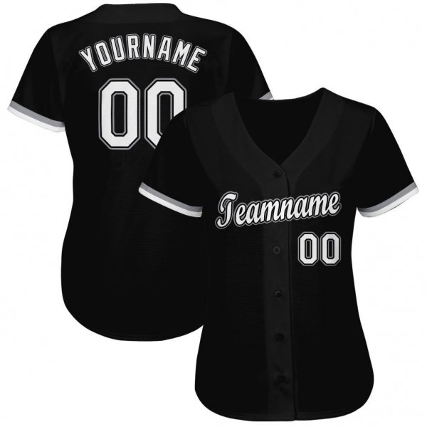 Kid's Custom Black White-Gray Baseball Jersey