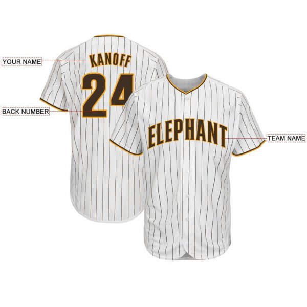 Youth Custom White Brown Pinstripe Brown-Gold Baseball Jersey