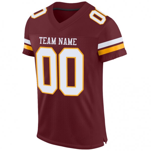 Preschool Custom Burgundy White-Gold Mesh Authentic Football Jersey