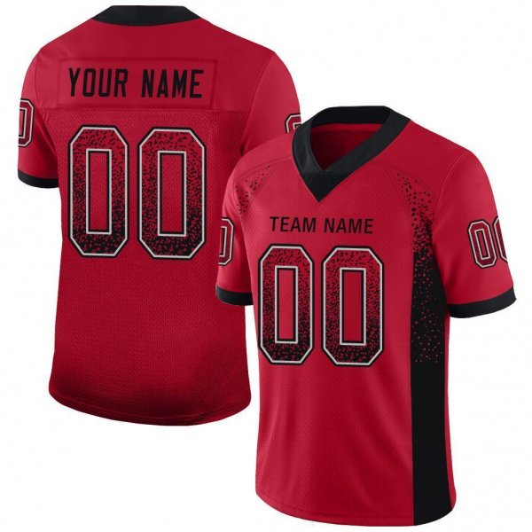 Youth Custom Red Black-Gray Mesh Drift Fashion Football Jersey