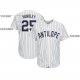 Women's Custom White Navy Pinstripe Navy Baseball Jersey