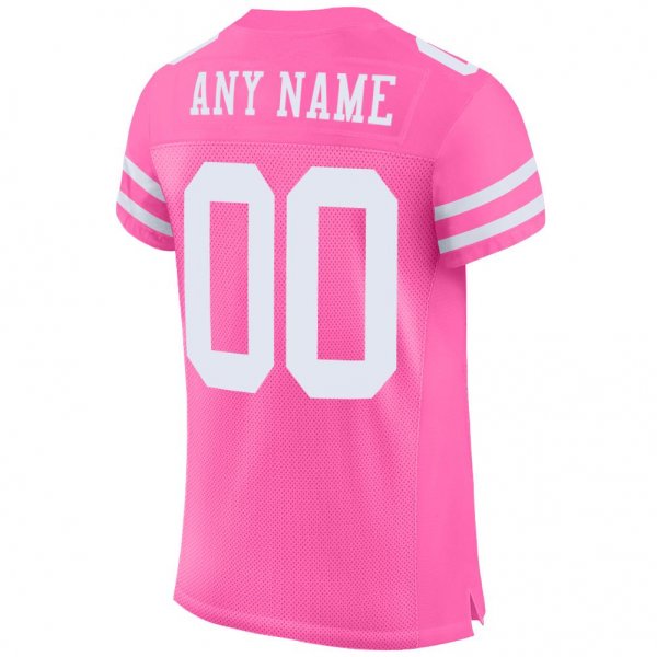 Men's Custom Pink White Mesh Authentic Football Jersey