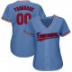 Women's Custom Light Blue Red-Navy Baseball Jersey