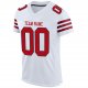 Kid's Custom White Red-Navy Mesh Authentic Football Jersey