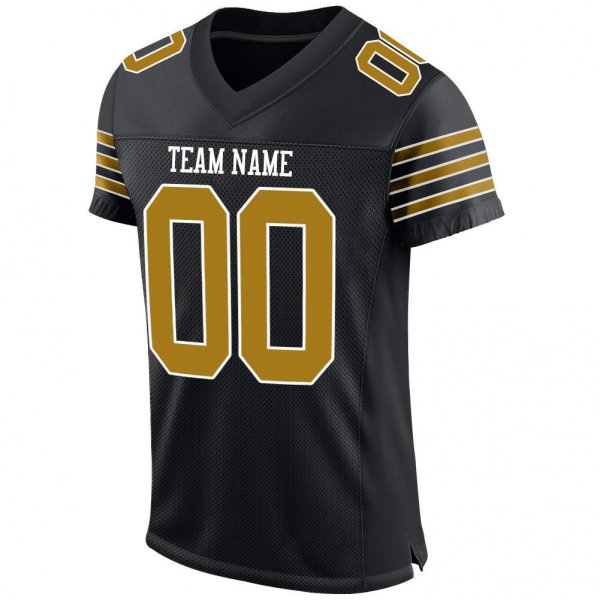 Women's Custom Black Old Gold-White Mesh Authentic Football Jersey