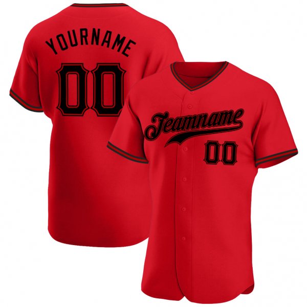 Preschool Custom Red Black Authentic Baseball Jersey