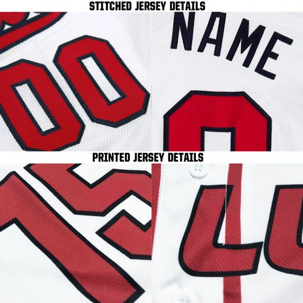 Men's Custom White Red-Navy Baseball Jersey