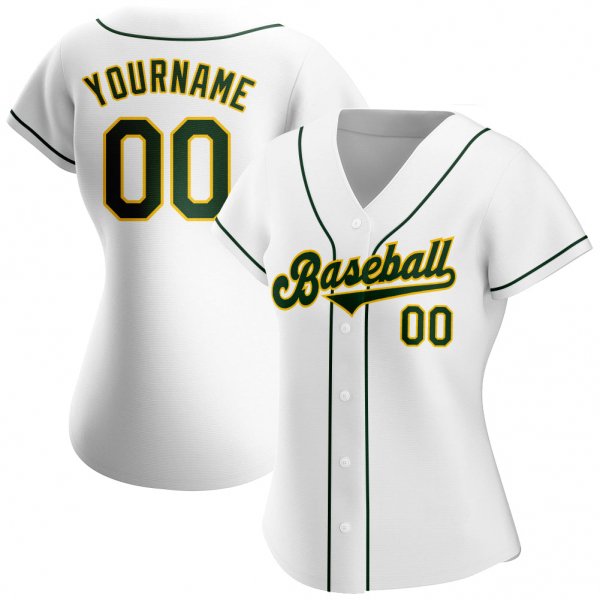 Kid's Custom White Green-Gold Authentic Baseball Jersey