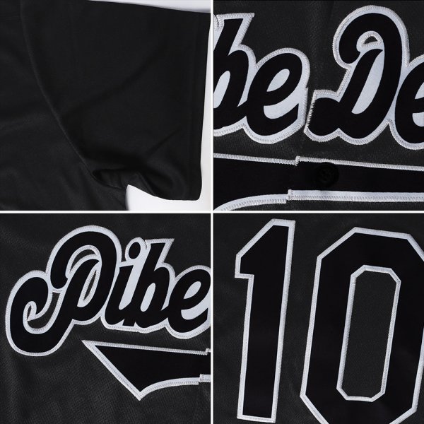 Men's Custom Black Black-Gray Authentic Baseball Jersey