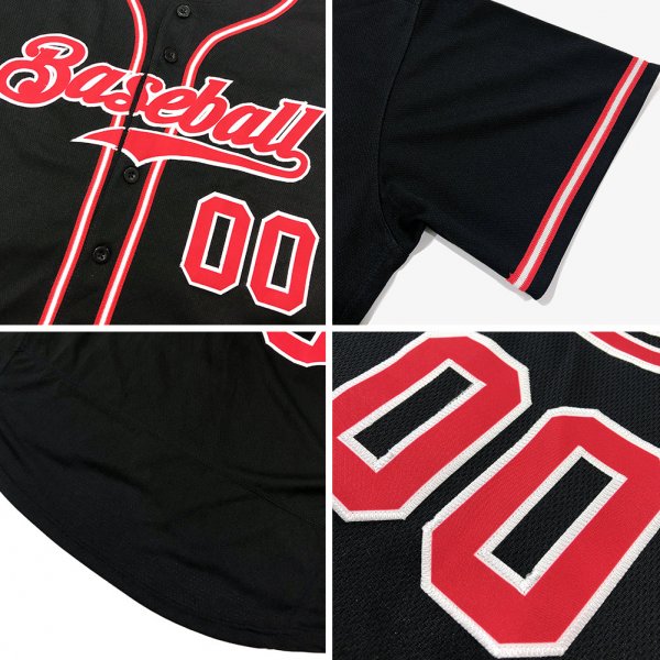 Kid's Custom Black Pink-White Authentic Baseball Jersey