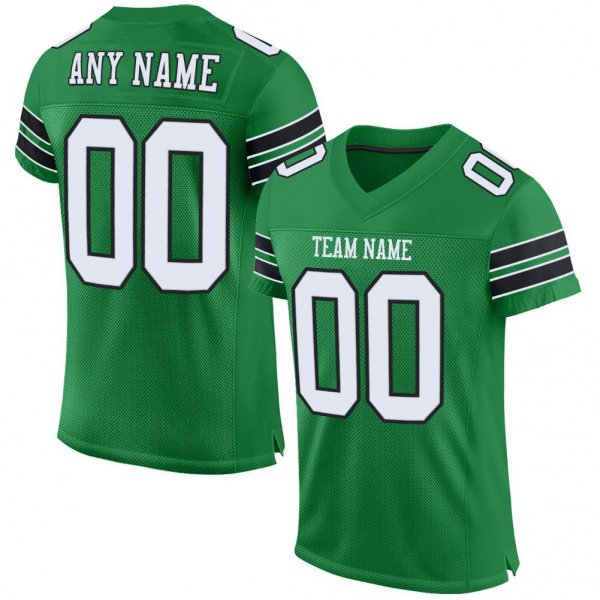 Women's Custom Kelly Green White-Black Mesh Authentic Football Jersey