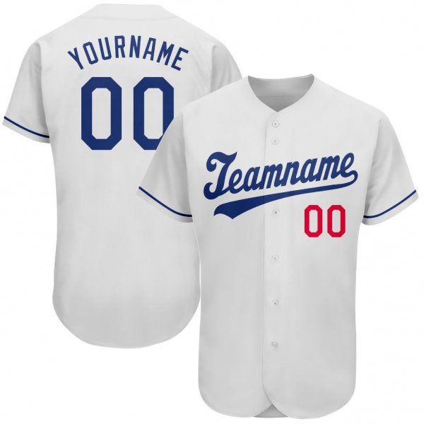 Kid's Custom White Royal-Red Authentic Baseball Jersey