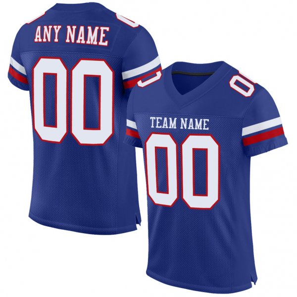 Men's Custom Royal White-Red Mesh Authentic Football Jersey