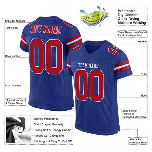 Preschool Custom Royal Red-White Mesh Authentic Football Jersey