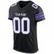 Women's Custom Black White-Purple Mesh Authentic Football Jersey