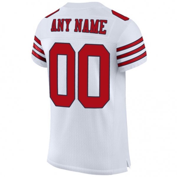 Men's Custom White Red-Navy Mesh Authentic Football Jersey