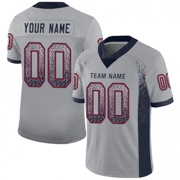 Women's Custom Light Gray Navy-Scarlet Mesh Drift Fashion Football Jersey