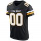 Women's Custom Black White-Gold Mesh Authentic Football Jersey