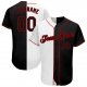 Kid's Custom White-Black Red Authentic Split Fashion Baseball Jersey