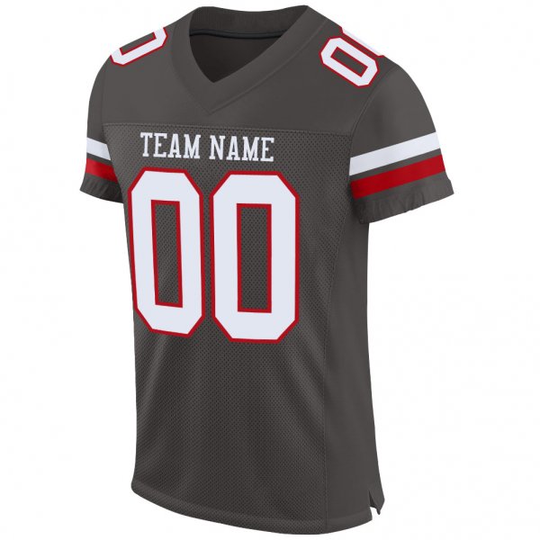 Women's Custom Pewter White-Red Mesh Authentic Football Jersey