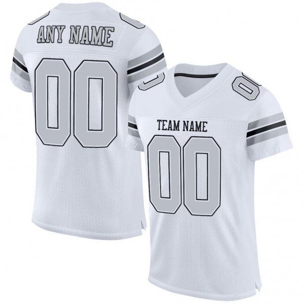 Preschool Custom White Silver-Black Mesh Authentic Football Jersey