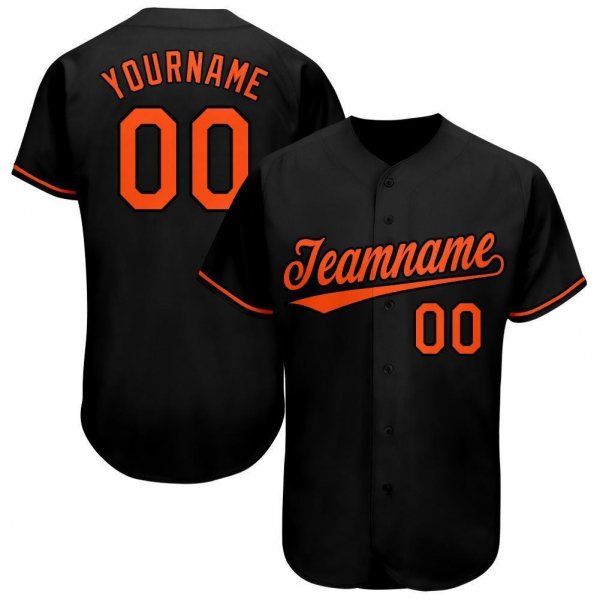 Women's Custom Black Orange Baseball Jersey