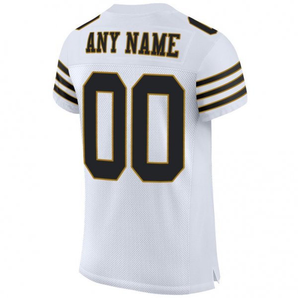 Women's Custom White Black-Old Gold Mesh Authentic Football Jersey