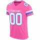 Kid's Custom Pink White-Powder Blue Mesh Authentic Football Jersey