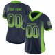 Women's Custom Navy Neon Green-Gray Mesh Drift Fashion Football Jersey