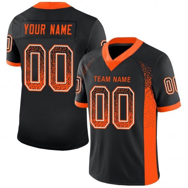 Women's Custom Black Orange-White Mesh Drift Fashion Football Jersey