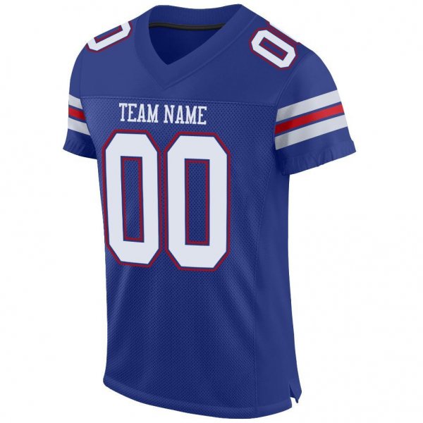 Women's Custom Royal White-Red Mesh Authentic Football Jersey