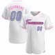 Men's Custom White Light Blue-Pink Authentic Baseball Jersey