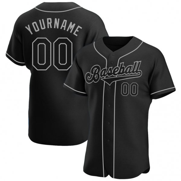 Kid's Custom Black Black-Gray Authentic Baseball Jersey