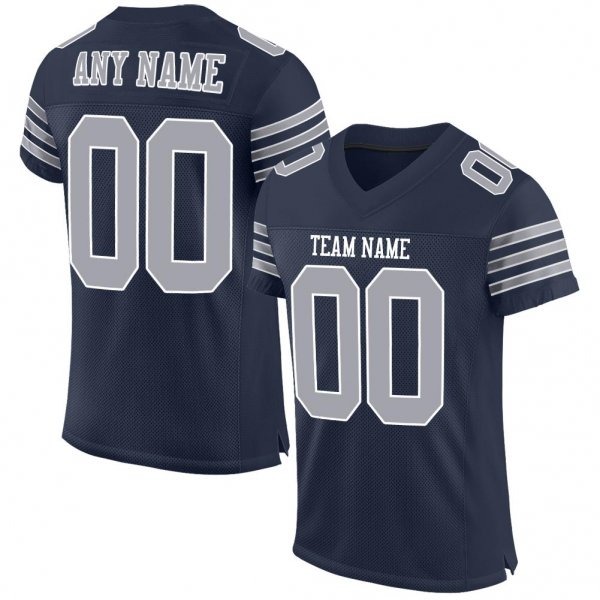 Women's Custom Navy Gray-White Mesh Authentic Football Jersey