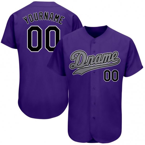 Women's Custom Purple Black-Gray Authentic Baseball Jersey