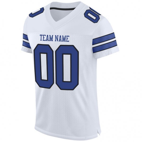 Kid's Custom White Royal-Black Mesh Authentic Football Jersey